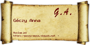 Géczy Anna névjegykártya